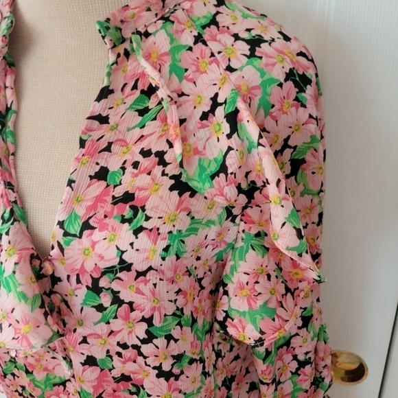 Zara Floral Long Sleeve Blouse M - Picture 3 of 11